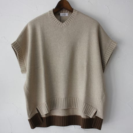 atelier naruse アトリエナルセ　コットンバイカラーフレンチニットベスト　#ベイジュ、グレイ、チャコール　【送料無料】