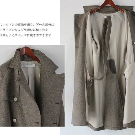 ASEEDONCLOUD　アシードンクラウド　Earth Herrinbone Father's Coat #BEIGE , DARK GREEN　【送料無料】