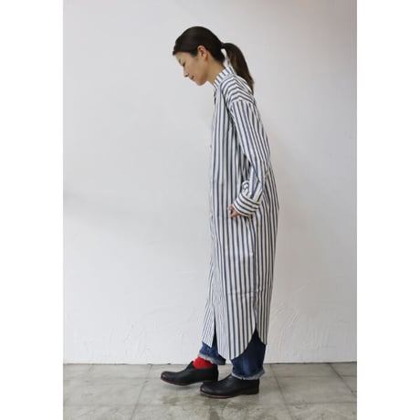 amne アンヌ　STRIPE dolman dress #BLUE