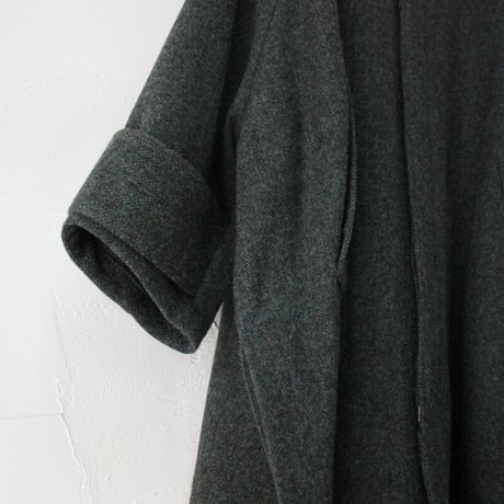 ASEEDONCLOUD アシードンクラウド　Hiraeth wool herringbone  tent gown #Blue green 【送料無料】
