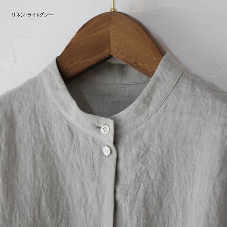 Linenya リネンヤ　リネンスリットセミロングシャツ　#ライトグレー、キナリ