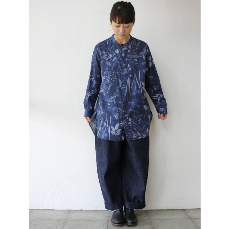 アシードンクラウドFlower Blue Print Pajama shirt アシードンクラウドFlower Blue Print Pajama shirt