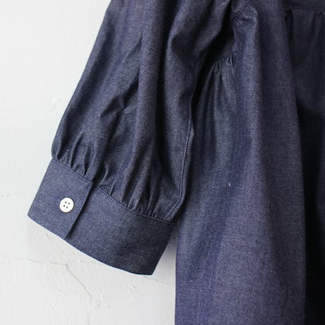 **再々入荷** LinenYa リネンヤ　5ozデニムスタンドカラーブラウス　#インディゴ