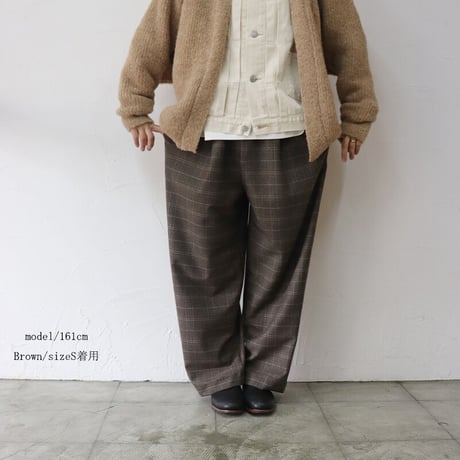 TRAVAIL MANUEL トラバイユマニュアル　グレンチェック起毛プランパンツ　#チャコール、ブラウン　【送料無料】