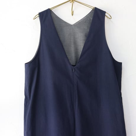 **またまたまた再入荷**Linenya リネンヤ　コットンVネックサロペット　#ネイビー、チャコール、ブラック