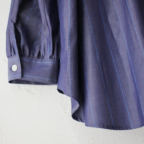 **またまたまた再入荷** LinenYa リネンヤ　ギザコットンバンドカラーシャツ　#ネイビー