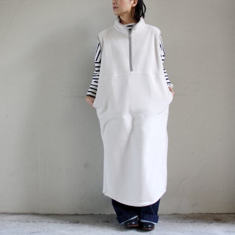 **MORE SALE** KHA:KI カーキ SIDE ZIP FLEECE DRESS フリースジャンパースカート #エクリュ、ブラウン