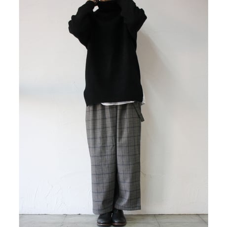 TRAVAIL MANUEL トラバイユマニュアル　ダークチェックサスペンダーラップパンツ　#グレー