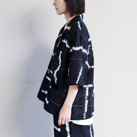 ARTE POVERA アルテポーヴェラ　スーピマローンしぼり染めシャツジャケット　#ブラックMIX