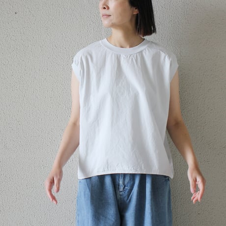 homspun ホームスパン　コンパクトウェザーノースリーブブラウス　#ホワイト、パウダーブルー、ダークピンク、ネイビー