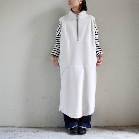 **MORE SALE** KHA:KI カーキ SIDE ZIP FLEECE DRESS フリースジャンパースカート #エクリュ、ブラウン
