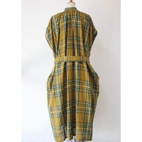 ASEEDONCLOUD アシードンクラウド　jiyusou check cloth smock dress  #キャメル