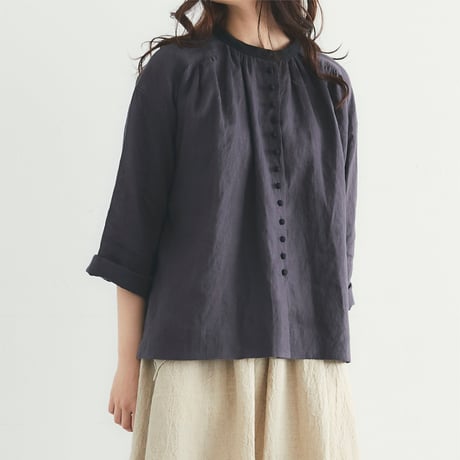 MAGALI マガリ　フレンチリネンアンティークブラウス　#ベージュ、チャコール