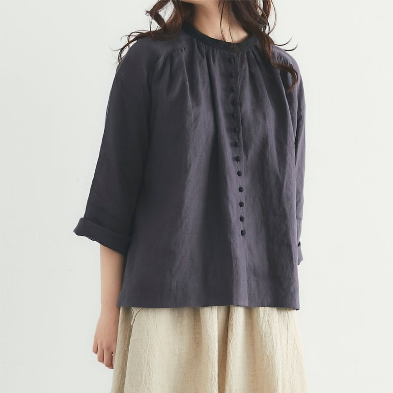 MAGALI マガリ フレンチリネンアンティークブラウス #ベージュ MAGALI マガリ フレンチリネンアンティークブラウス #ベージュ