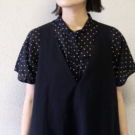 **またまたまた再入荷**LinenYa リネンヤ　Vネックジャンパースカート　#ブラック、ネイビー