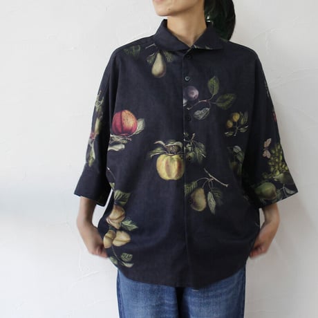 ASEEDONCLOUD　アシードンクラウド　Mitsuyakusou botanical print Resarcher shirt  #ブラック