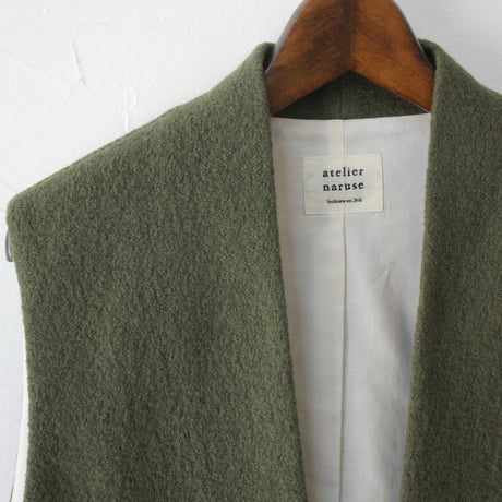 atelier naruse アトリエナルセ　pure wool bouclé vest　ピュアウールブークレベスト　#ブラック、オリーブ　【送料無料】