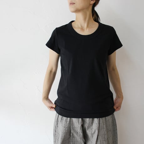 **2025春夏分到着**homspun ホームスパン　30/1天竺フレンチTシャツ　#サラシ、サックス、ダークグリーン、ブラック