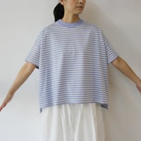 **SALE** TRAVAIL MANUEL トラバイユマニュアル　ミディボーダースリットTシャツ　#ネイビー、サックス、イエロー