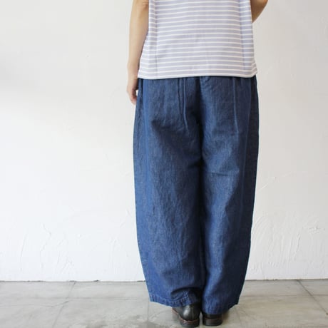 TRAVAIL MANUEL トラバイユマニュアル　綿麻デニムバームパンツ　#ライトインディゴ、インディゴ