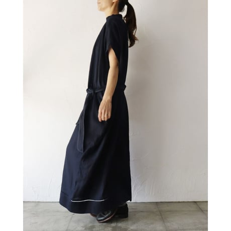 ASEEDONCLOUD アシードンクラウド　Antique linen Jiyusou smock dress #インディゴ　【送料無料】