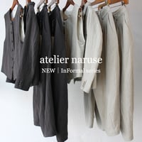 **ラスト一点のみSALE** atelier naruse アトリエナルセ　リネンテーラードジャケット　linen tailored jacket　#ベイジュ、チャコール