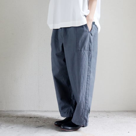 **再入荷**　homspun ホームスパン　バルキーシーチング薄手ギャザーパンツ　#ブルー、グレー、ピンク