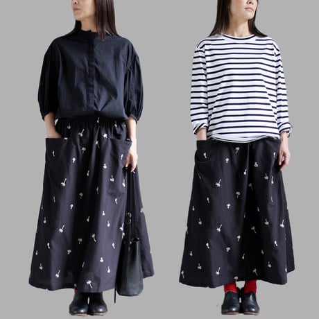 atelier naruse アトリエナルセ　コットンリネンカットインポケットスカート～nohara～cotton linen cut-in pocket skirt　【送料無料】