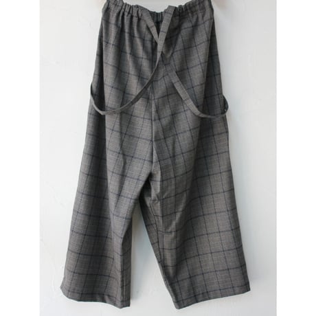 TRAVAIL MANUEL トラバイユマニュアル　ダークチェックサスペンダーラップパンツ　#グレー