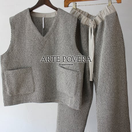 ARTE POVERA アルテポーヴェラ　ウール＆リネン混イージーパンツ　#キナリｘ黒