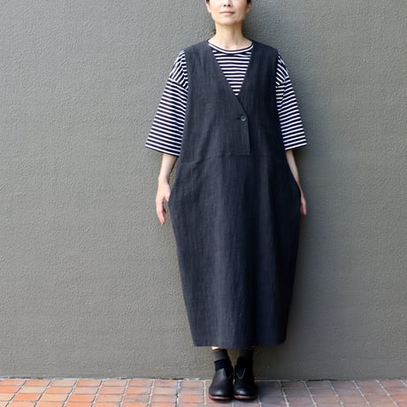 **再入荷** atelier naruse アトリエナルセ　コットンリネンスラブジャンパースカート　cotton linen slab jumper skirt