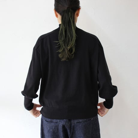 **またまたまた再入荷** LinenYa リネンヤ　as it is.　コットンモックネック長袖ニット　#ブラック、ネイビー　【送料無料】