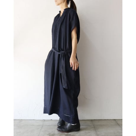 ASEEDONCLOUD アシードンクラウド　Antique linen Jiyusou smock dress #インディゴ　【送料無料】
