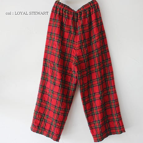 TRAVAIL MANUEL コットンウールタータンチェックインタックパンツ　#LOYAL STEWART、BLACK WATCH