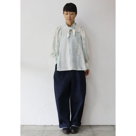 ASEEDONCLOUD アシードンクラウド　Hiraeth map print Zephyros scarf tunic #Pale blue 【送料無料】