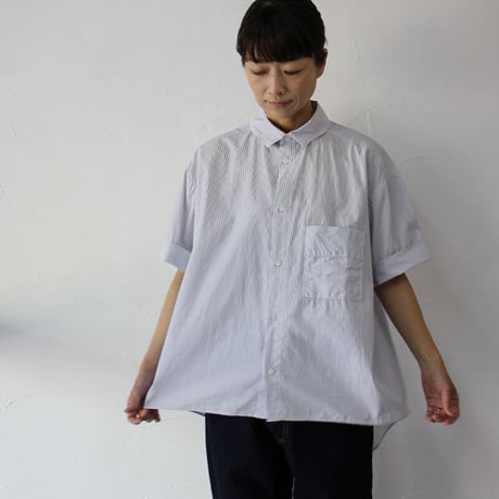 **再入荷** CAERULA カエルラ　cotton broad trase shirts #ネイビーストライプ、サックス、ピンク、ホワイト