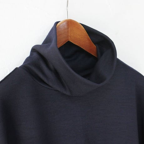 **再入荷**Linenya リネンヤ　ウール天竺ハイネックドルマンベスト　#ネイビー　【送料無料】