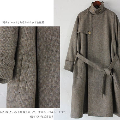 ASEEDONCLOUD　アシードンクラウド　Earth Herrinbone Father's Coat #BEIGE , DARK GREEN　【送料無料】