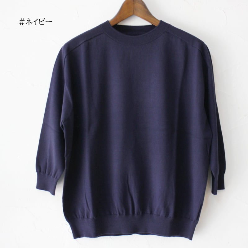 リネンヤ　Linenya コットンクルーネック半袖ニット 黒 リネンヤ Linenya コットンクルーネック半袖ニット 黒 再入荷全6