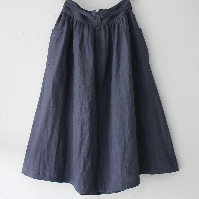 MAGALI マガリ ベルガモリネン·ラップ風ギャザースカート #ローズ