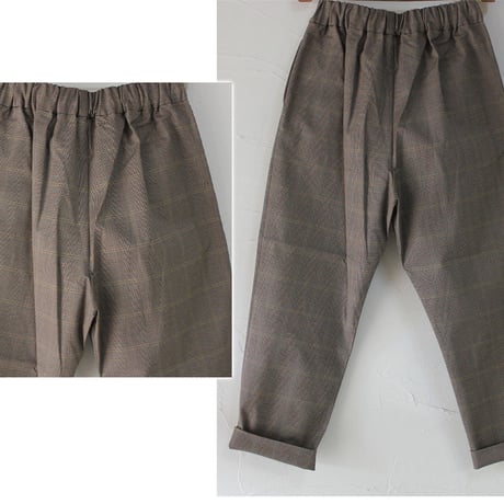 **ライトブラウン再入荷**TRAVAIL MANUEL トラバイユマニュアル　グレンチェックノームパンツ　♯グレー、ライトブラウン　【送料無料】