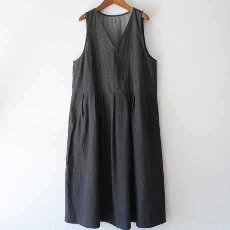 **再入荷** LinenYa リネンヤ　コットンタックジャンパースカート　#ブラック 【送料無料】
