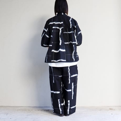 ARTE POVERA アルテポーヴェラ　スーピマローンしぼり染め2タックイージーパンツ　#ブラックMIX