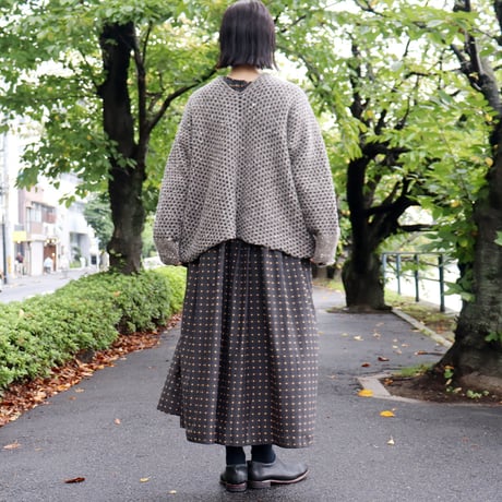 **再入荷**homspun ホームスパン　ナチュラルネップジャガードカーディガン　#ベージュ、ブラウン