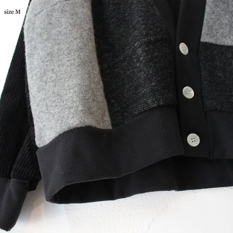ARTE POVERA アルテポーヴェラ　ウールMIXパッチワークカーディガン　#ブラック