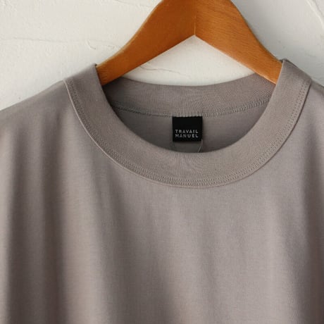 **再入荷** TRAVAIL MANUEL トラバイユマニュアル　ギザ天竺アシメスリーブTシャツ　＃チャコールグレー、ブラック、ダークグリーン、サンド
