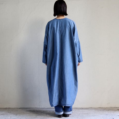**再入荷** homspun ホームスパン　ライトオンスシャンブレープルオーバーワンピース　#ブルー、ネイビー、ブラック