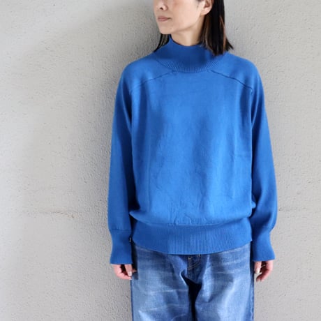 homspun ホームスパン　コットンコードハイネックプルオーバー　#ブルー