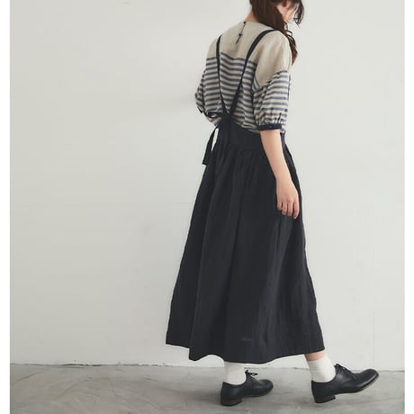 MAGALI マガリ　ベルギーリネンサスペンダースカート　#ブラック