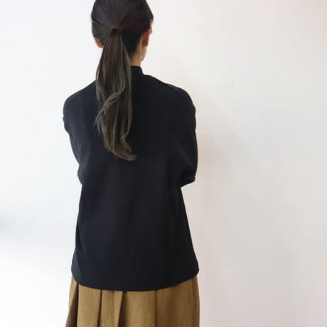 atelier naruse アトリエナルセ　コットンフライスモックネックカットソー　#ホワイト、ブラック　【送料無料】